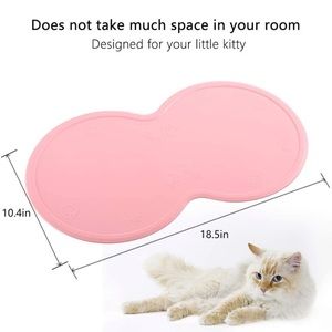 Compact Food Mat for Cat/Dog Anti-Slip Waterproof Food Grade Silicone Raised Rim